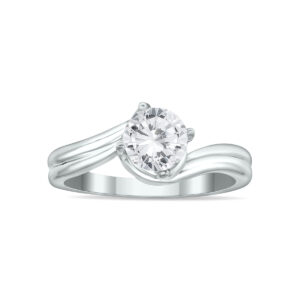AGS Certified 1 Carat Diamond Solitaire Ring in 14K White Gold (H-I Color, I1-I2 Clarity)- RGF56515AGS2