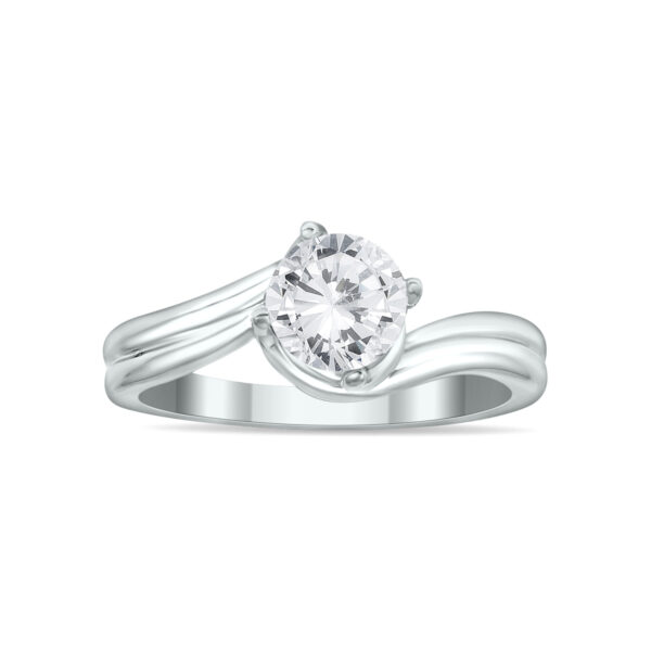 AGS Certified 1 Carat Diamond Solitaire Ring in 14K White Gold (H-I Color, I1-I2 Clarity)- RGF56515AGS2