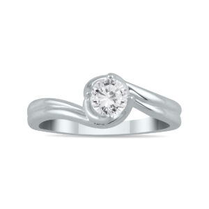 1/2 Carat Twisting Wave Diamond Solitaire Ring in 10K White Gold- RGF56516
