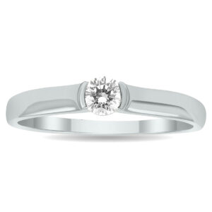 1/4 Carat Half Bezel Diamond Solitaire Ring in 10K White Gold- RGF56578