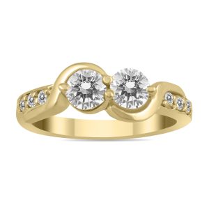 7/8 Carat TW Two Stone Diamond Ring in 14K Yellow Gold- RGF56593