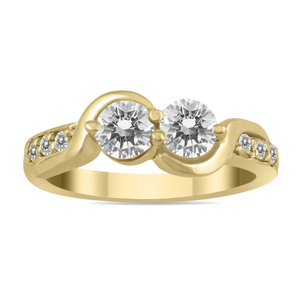 7/8 Carat TW Two Stone Diamond Ring in 14K Yellow Gold- RGF56593