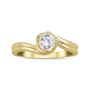 1/2 Carat Twisting Wave Diamond Solitaire Ring in 10K Yellow Gold- RGF56722