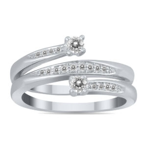 1/4 Carat TW Two Stone Diamond Wrap Ring in 10K White Gold- RGF56828