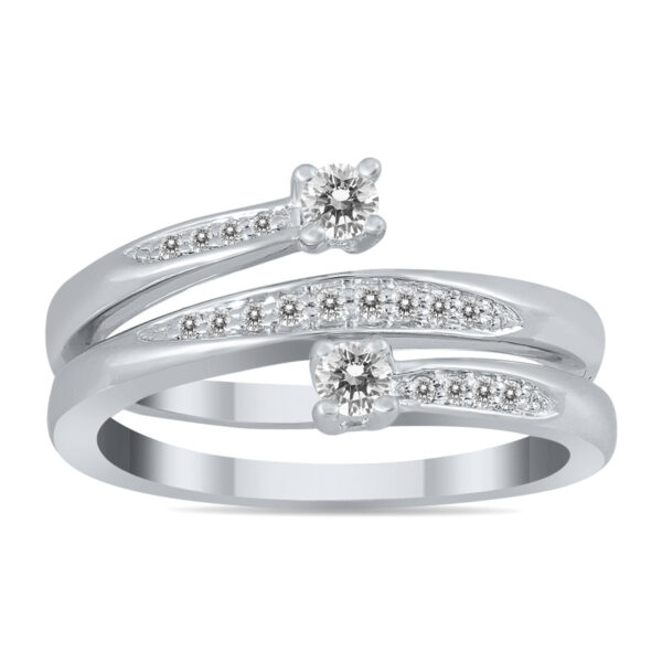 1/4 Carat TW Two Stone Diamond Wrap Ring in 10K White Gold- RGF56828