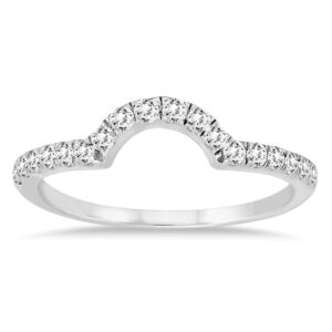 3/8 Carat TW Curved Diamond Wedding Band in 10k White Gold- RGF57274