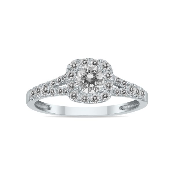 3/4 Carat TW Diamond Halo Engagement Ring in 10K White Gold- RGF57356