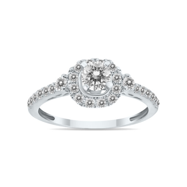 3/4 Carat TW Diamond Halo Engagement Ring in 10K White Gold- RGF57378