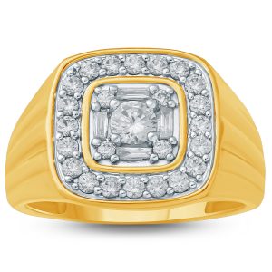 1 1/6 Carat TW Mens Diamond Ring in 10K Yellow Gold- RGF57476