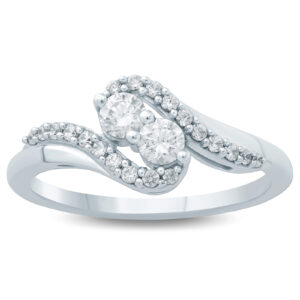 1/2 Carat TW Two Stone Diamond Ring in 10K White Gold- RGF57509