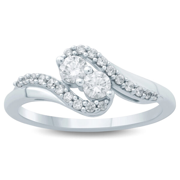 1/2 Carat TW Two Stone Diamond Ring in 10K White Gold- RGF57509