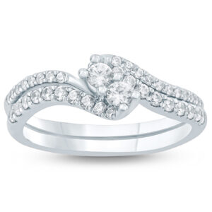 1/2 Carat TW Diamond Engagement Ring and Wedding Band Set in 10K White Gold- RGF57629