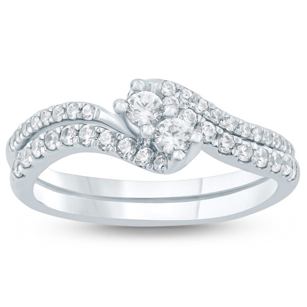 1/2 Carat TW Diamond Engagement Ring and Wedding Band Set in 10K White Gold- RGF57629