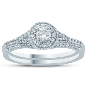 1/2 Carat TW Diamond Engagement Ring and Wedding Band Set in 10K White Gold- RGF57631