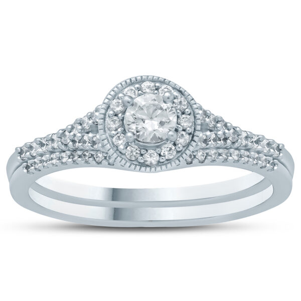 1/2 Carat TW Diamond Engagement Ring and Wedding Band Set in 10K White Gold- RGF57631