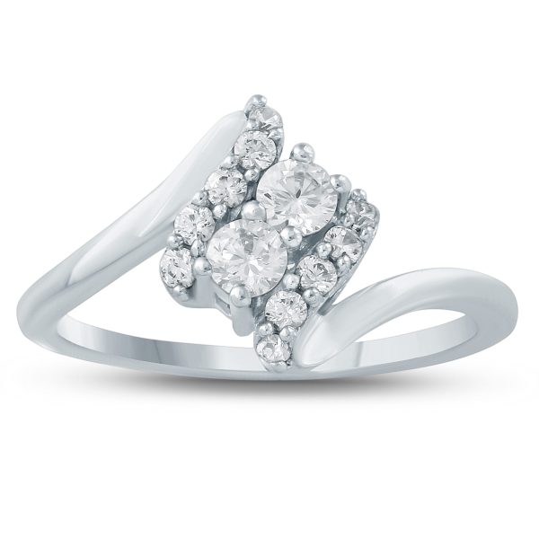 1/2 Carat TW Two Stone Diamond Ring in 10K White Gold- RGF57737