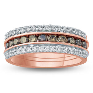 1 Carat TW Brown and White Diamond Ring in 10K Rose Gold- RGF57743