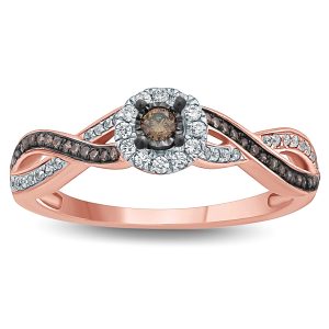 1/4 Carat TW Brown and White Diamond Ring in 10K Rose Gold- RGF57762
