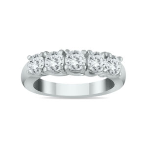2 Carat TW Five Stone Diamond Wedding Band in 14K White Gold- RGF57860