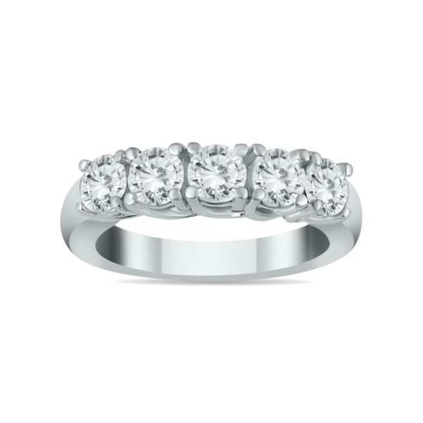 2 Carat TW Five Stone Diamond Wedding Band in 14K White Gold- RGF57860