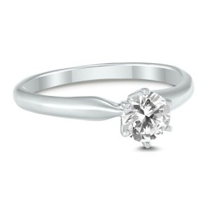 AGS Certified 1/4 Carat Round Diamond Solitaire Ring in 14K White Gold (I-J Color, SI1-SI2 Clarity)- RGF58106AGS