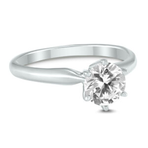 AGS Certified 1/2 Carat Round Diamond Solitaire Ring in 14K White Gold (I-J Color, SI1-SI2 Clarity)- RGF58108AGS