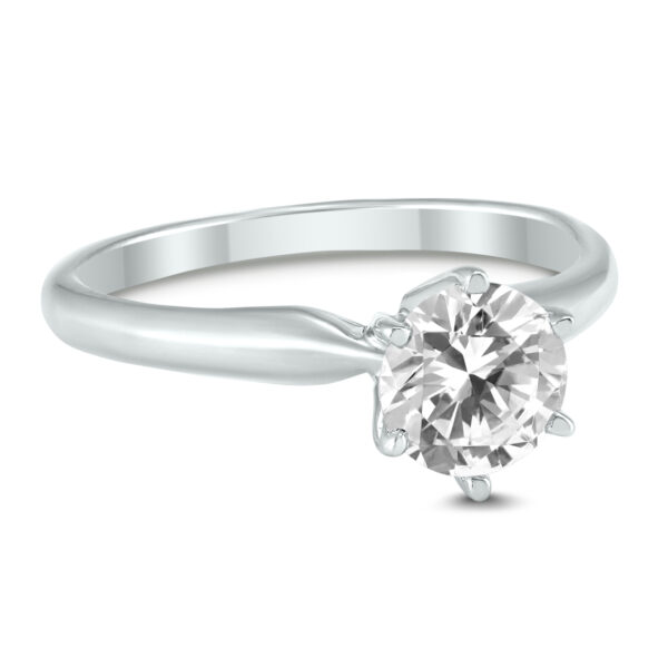 AGS Certified 1/2 Carat Round Diamond Solitaire Ring in 14K White Gold (I-J Color, SI1-SI2 Clarity)- RGF58108AGS