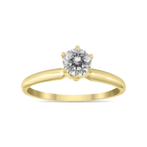3/8 Carat Round Diamond Solitaire Ring in 14K Yellow Gold- RGF58226