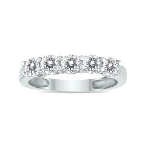 1 Carat TW Five Stone Diamond Wedding Band in 14K White Gold- RGF58429D