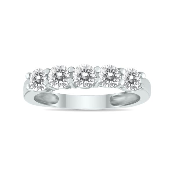 1 Carat TW Five Stone Diamond Wedding Band in 14K White Gold- RGF58429D