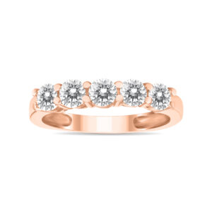 1 Carat TW Five Stone Diamond Wedding Band in 14K Rose Gold- RGF58590