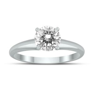 AGS Certified 1 Carat Diamond Solitaire Ring in 14K White Gold (J-K Color, I2-I3 Clarity)- RGF58945AGS
