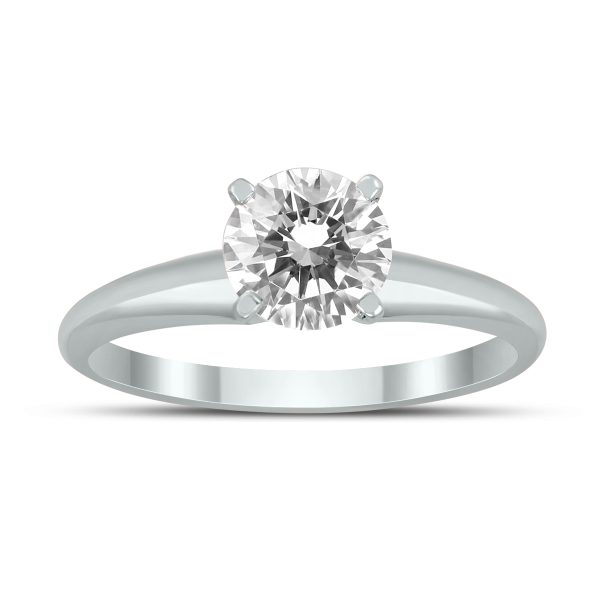 AGS Certified 1 Carat Diamond Solitaire Ring in 14K White Gold (J-K Color, I2-I3 Clarity)- RGF58945AGS