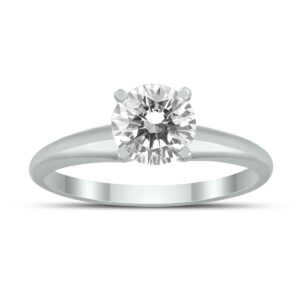 AGS Certified 1 Carat Diamond Solitaire Ring in 14K White Gold (I-J Color, I2-I3 Clarity)- RGF58945AGS1
