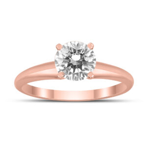 AGS Certified 1 Carat Diamond Solitaire Ring in 14K Rose Gold (H-I Color, I1-I2 Clarity)- RGF58968AGS2