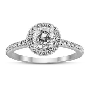 Signature Quality 1 Carat TW Diamond Halo Ring in 14K White Gold (H-I Color, SI1-SI2 Clarity)- RGF59344