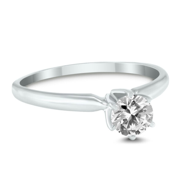 AGS Certified (J-K Color, SI1-SI2 Clarity) 3/8 Carat Round Diamond Solitaire Ring in 14K White Gold- RGF59619