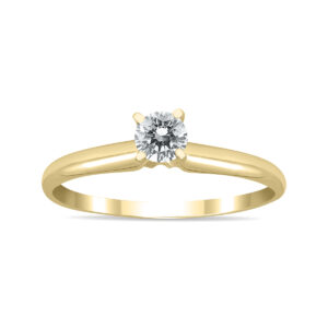 AGS Certified 1/4 Carat Round Diamond Solitaire Ring in 14K Yellow Gold (H-I Color, SI1-SI2 Clarity)- RGF59640