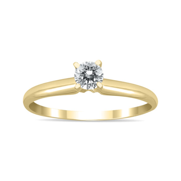 AGS Certified 1/4 Carat Round Diamond Solitaire Ring in 14K Yellow Gold (H-I Color, SI1-SI2 Clarity)- RGF59640