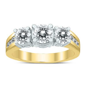 AGS Certified 2 Carat TW Diamond Three Stone Ring in 14K Two Tone Gold- RGF59719