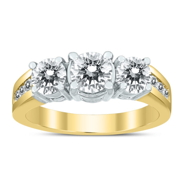 AGS Certified 2 Carat TW Diamond Three Stone Ring in 14K Two Tone Gold- RGF59719