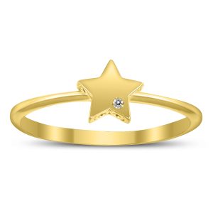 14K Yellow Gold and Diamond Star Ring- RGF59760