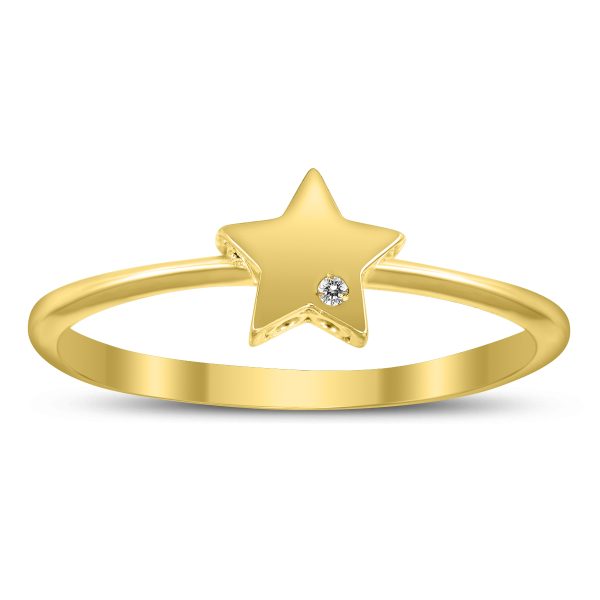 14K Yellow Gold and Diamond Star Ring- RGF59760