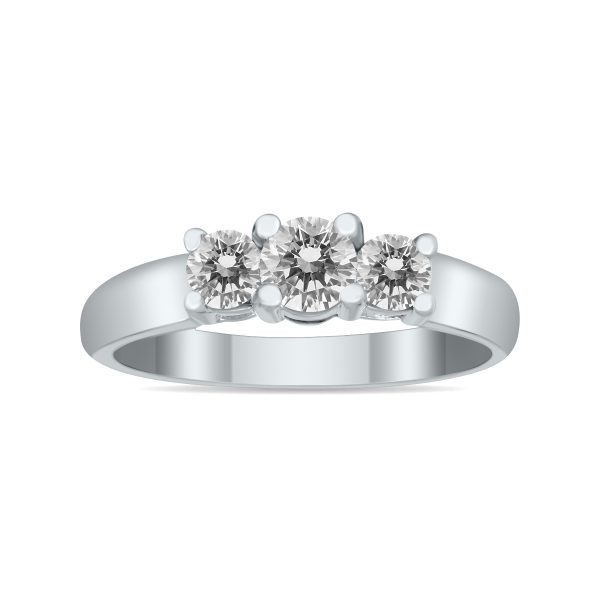 AGS Certified 3/4 Carat TW Three Stone Diamond Ring in 10K White Gold- RGF59818
