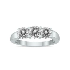 AGS Certified 2 Carat TW Three Stone Diamond Ring in 14K White Gold- RGF59821