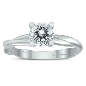 1 Carat AGS Certified Diamond Solitaire Braided Twist Ring in 14K White Gold- RGF59858