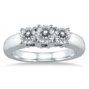 1 Carat TW Three Stone Diamond Ring 14K White Gold- RGF60428