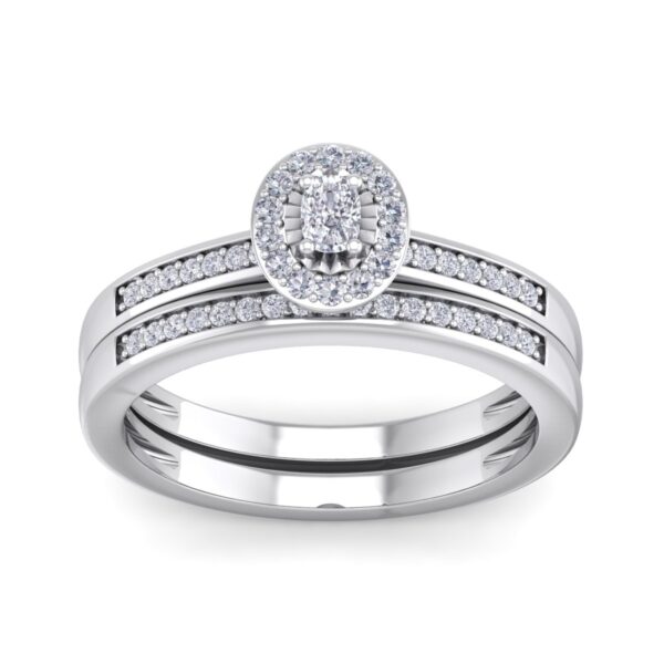 1/4 Carat TW Pave Oval Shape Halo Diamond Bridal Set in.925 Sterling Silver- RGF60564