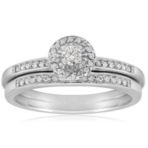 1/4 Carat TW Pave Round Shape Halo Diamond Bridal Set in.925 Sterling Silver- RGF60565