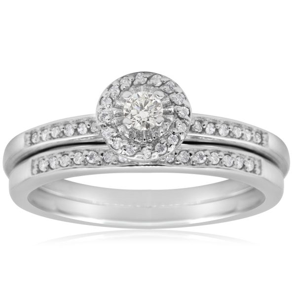 1/4 Carat TW Pave Round Shape Halo Diamond Bridal Set in.925 Sterling Silver- RGF60565